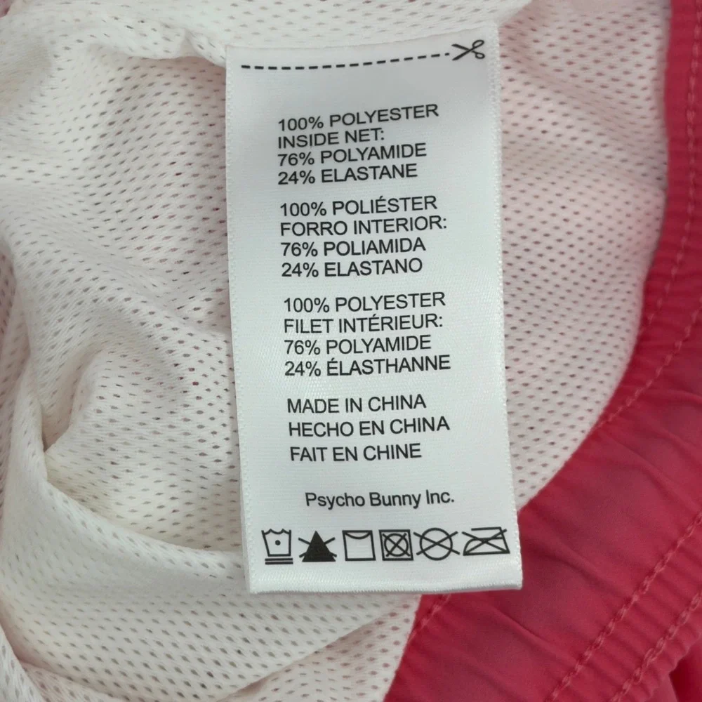 Psycho Bunny‎ Mens Swim Trunks Pink Embroidered Logo Mesh Lined 3XL